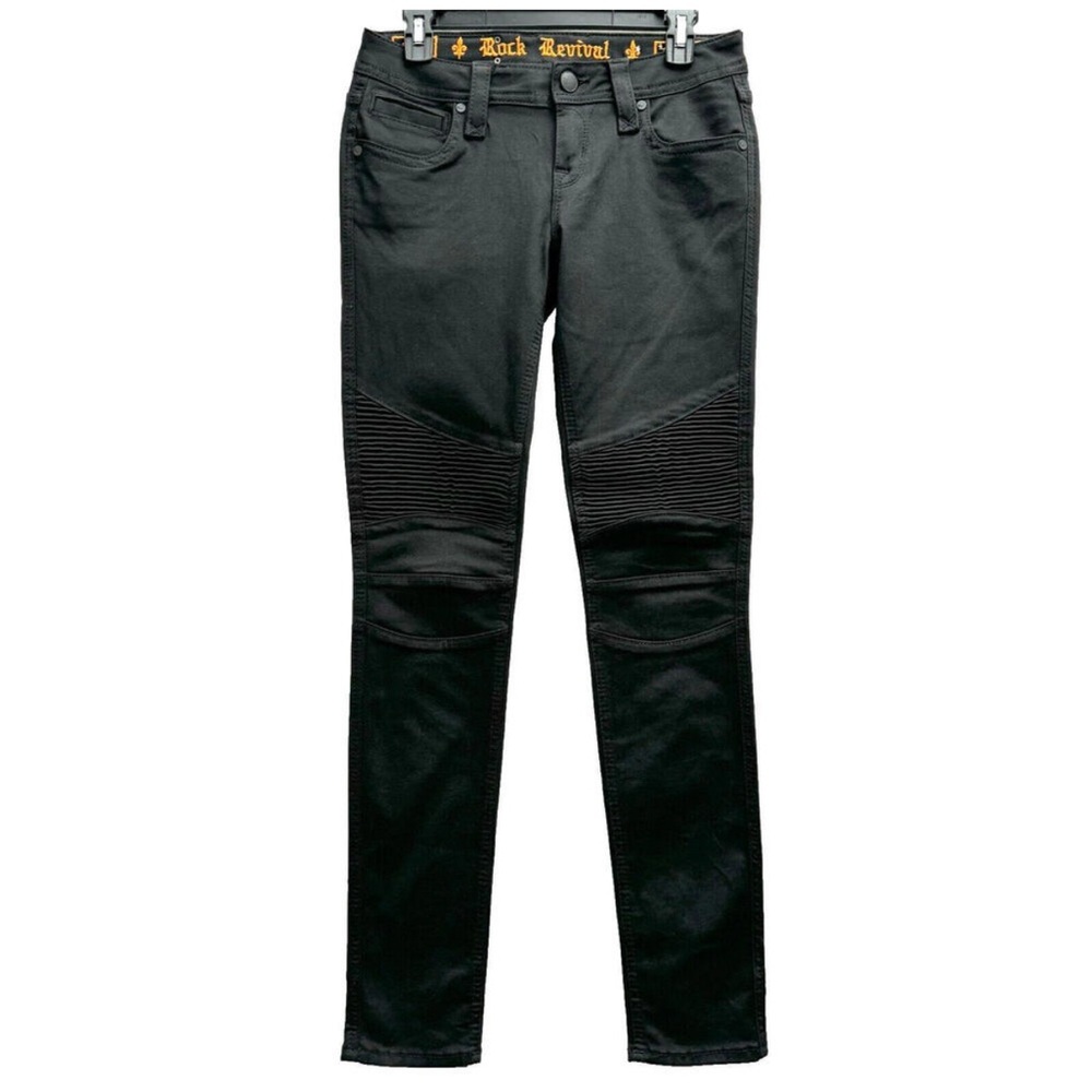 Rock Revival Black Skinny Jeans with Distressed Knees